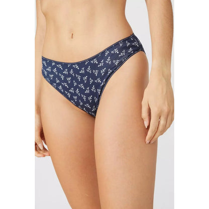 Navy - Side - Debenhams Womens-Ladies Sprigs Marl High Leg Briefs (Pack of 5)