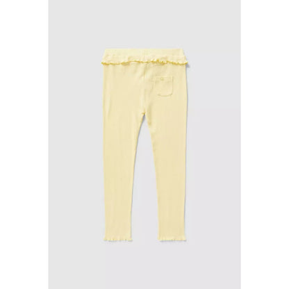 Yellow - Back - Blue Zoo Girls Lettuce Hem Leggings