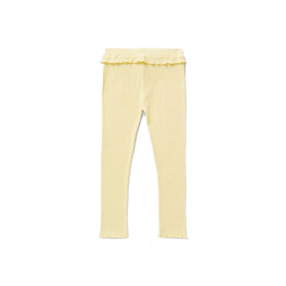Yellow - Front - Blue Zoo Girls Lettuce Hem Leggings