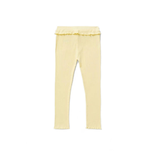 Yellow - Front - Blue Zoo Girls Lettuce Hem Leggings