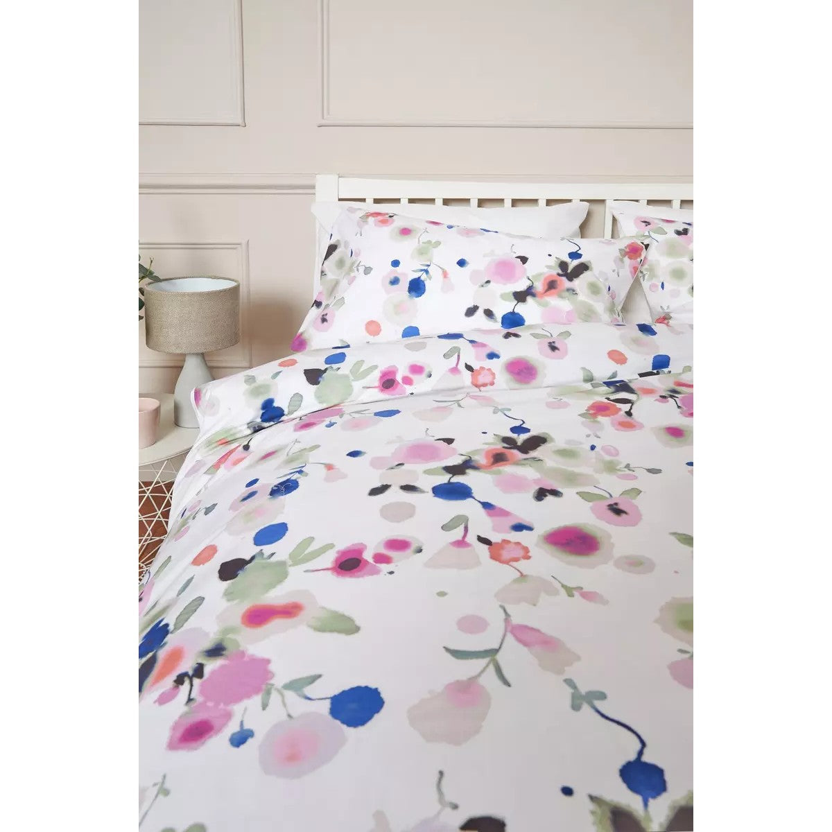 White-Pink-Blue - Back - Debenhams Fleurette Floral Duvet Cover Set