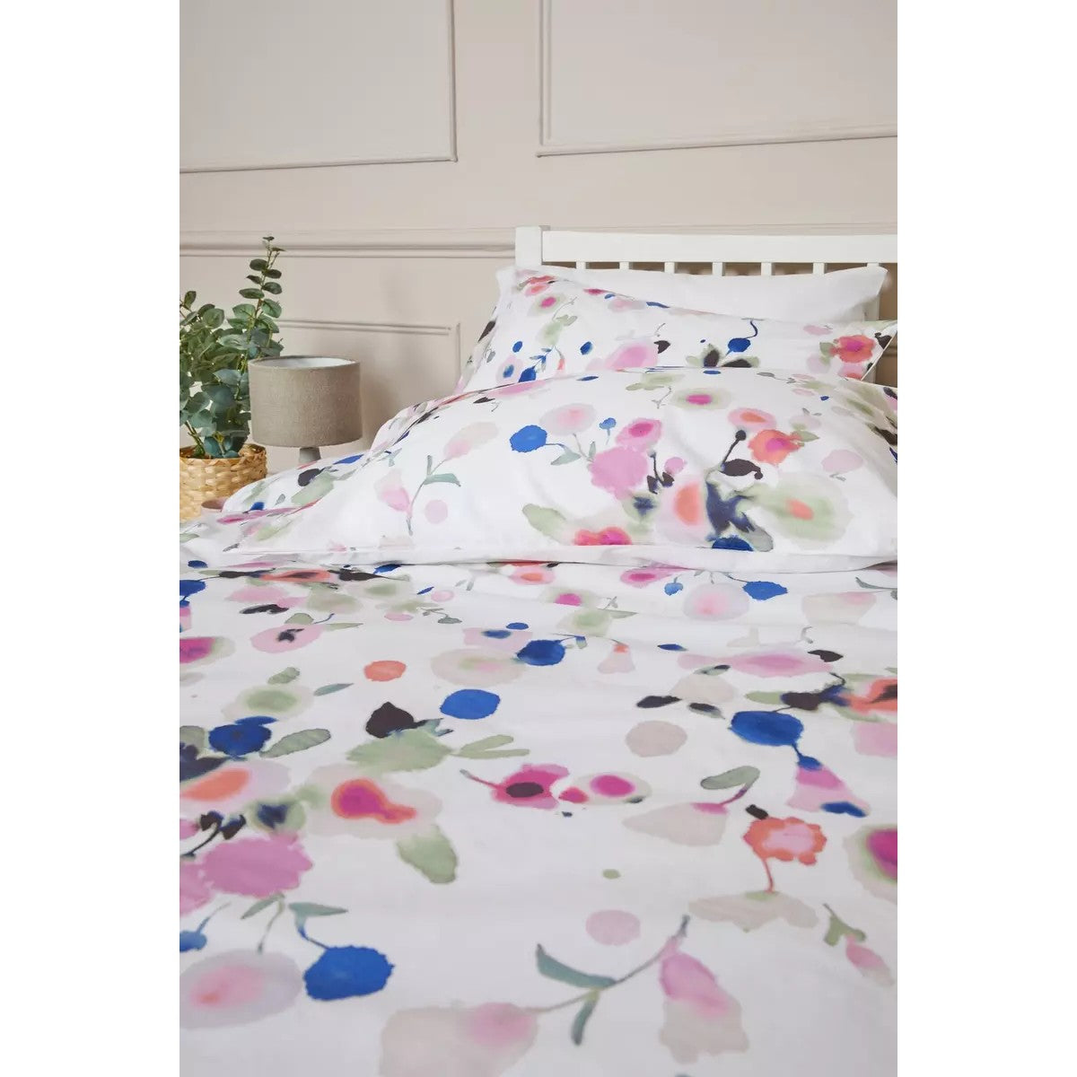 White-Pink-Blue - Side - Debenhams Fleurette Floral Duvet Cover Set