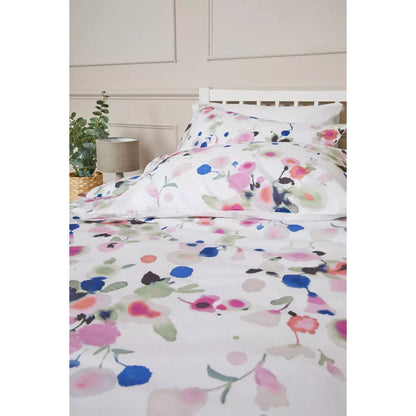 White-Pink-Blue - Side - Debenhams Fleurette Floral Duvet Cover Set