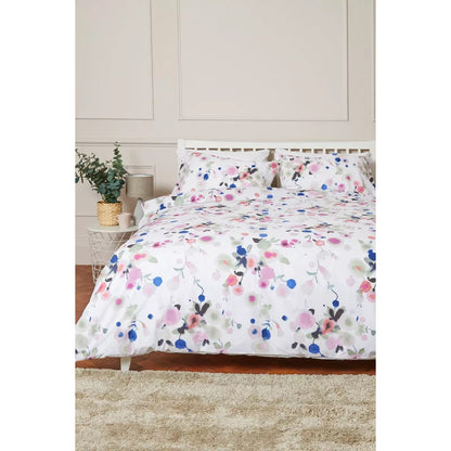 White-Pink-Blue - Front - Debenhams Fleurette Floral Duvet Cover Set