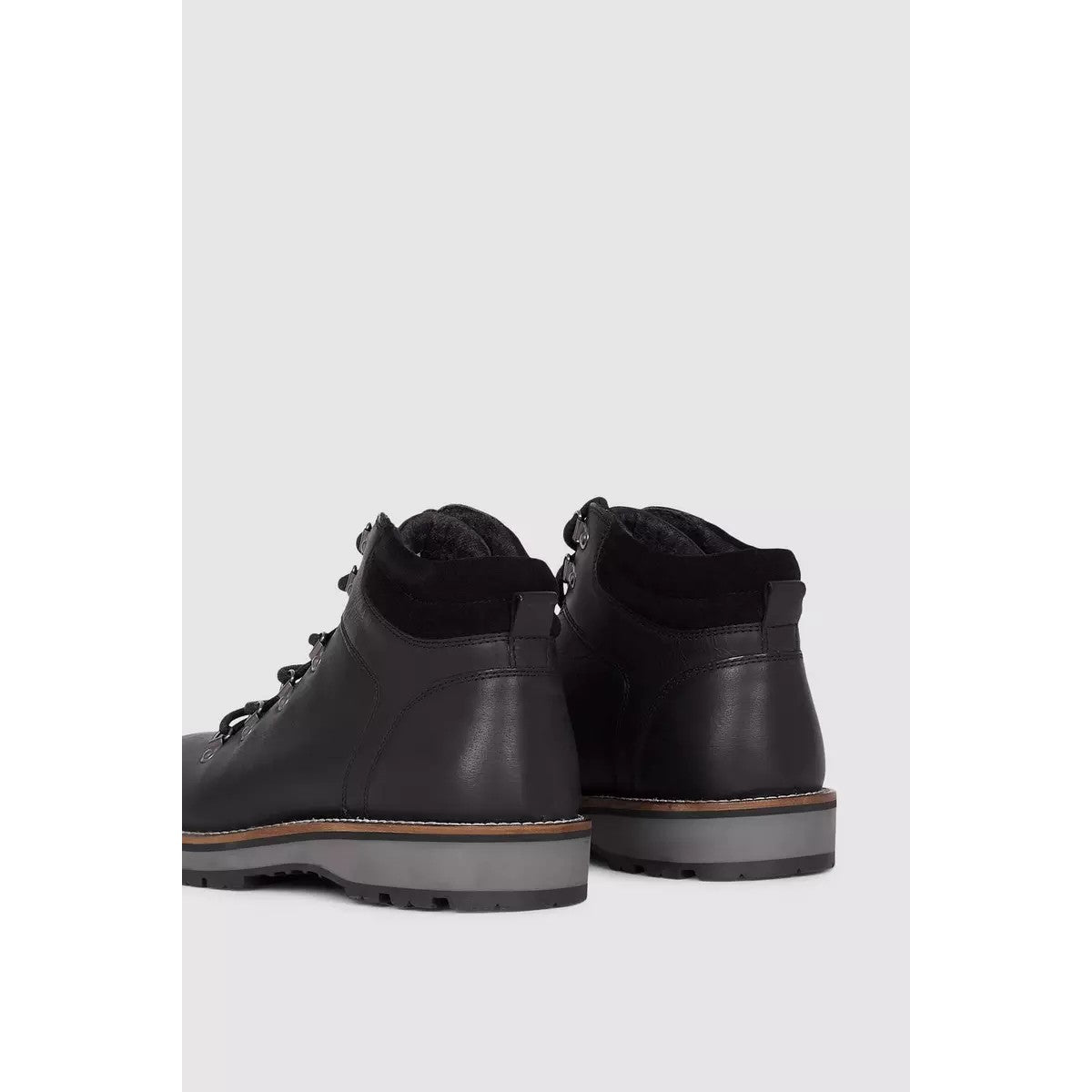 Black - Back - Mantaray Mens Rutland Leather Wedge Heel Hiking Boots