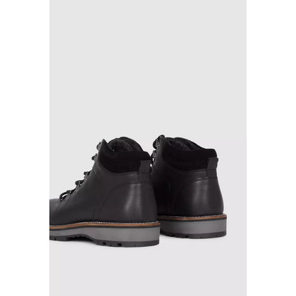 Black - Back - Mantaray Mens Rutland Leather Wedge Heel Hiking Boots