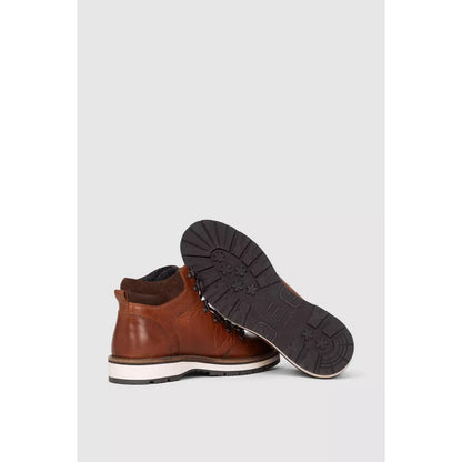 Tan - Side - Mantaray Mens Rutland Leather Wedge Heel Hiking Boots