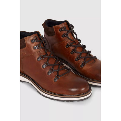 Tan - Lifestyle - Mantaray Mens Rutland Leather Wedge Heel Hiking Boots