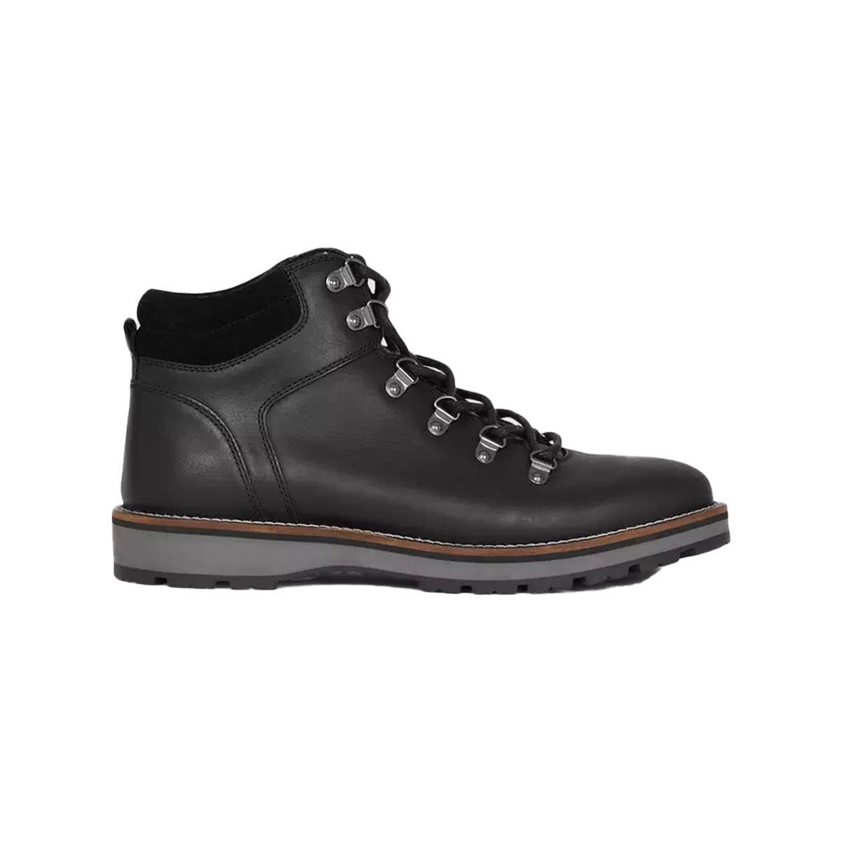 Black - Front - Mantaray Mens Rutland Leather Wedge Heel Hiking Boots