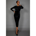 Black - Front - Principles Womens-Ladies Ruched Velvet Midi Dress
