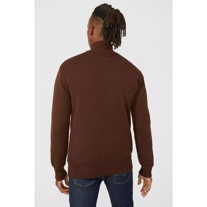 Chocolate - Back - Mantaray Mens Zip Neck Jumper