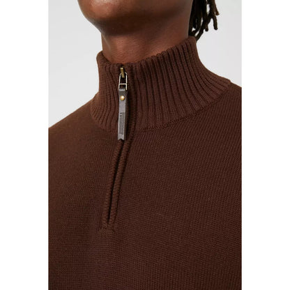 Chocolate - Side - Mantaray Mens Zip Neck Jumper