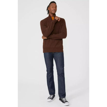 Chocolate - Lifestyle - Mantaray Mens Zip Neck Jumper
