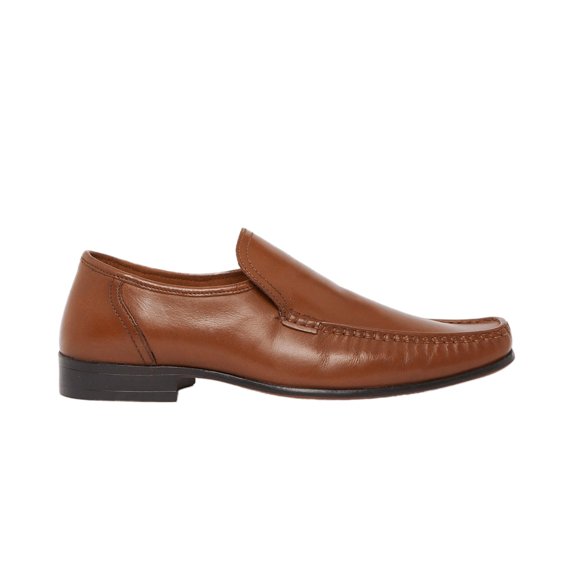 Tan - Front - Debenhams Mens Aaron Leather Loafers