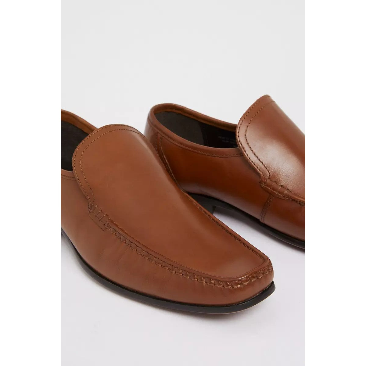 Tan - Side - Debenhams Mens Aaron Leather Loafers