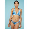 Blue - Side - Debenhams Womens-Ladies Floral V Detail Bikini Top