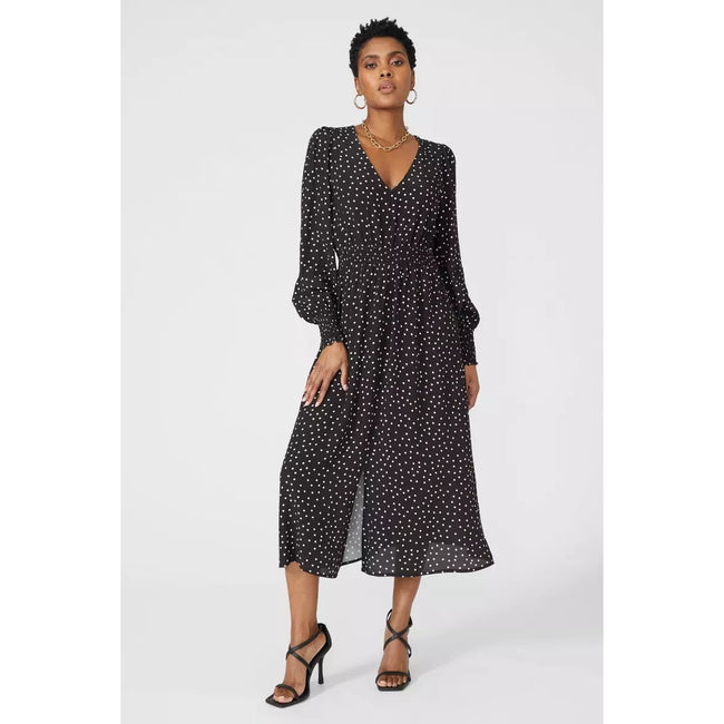 Principles Womens/Ladies Petite Spotted V Neck Midi Dress