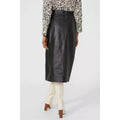 Black - Back - Principles Womens-Ladies Leather Popper Detail Midi Skirt