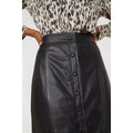 Black - Side - Principles Womens-Ladies Leather Popper Detail Midi Skirt