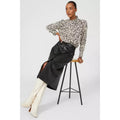 Black - Lifestyle - Principles Womens-Ladies Leather Popper Detail Midi Skirt