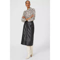 Black - Pack Shot - Principles Womens-Ladies Leather Popper Detail Midi Skirt