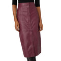 Berry - Front - Principles Womens-Ladies Leather Popper Detail Midi Skirt