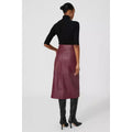 Berry - Back - Principles Womens-Ladies Leather Popper Detail Midi Skirt