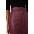 Berry - Side - Principles Womens-Ladies Leather Popper Detail Midi Skirt