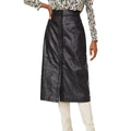 Black - Front - Principles Womens-Ladies Leather Popper Detail Midi Skirt