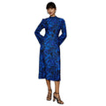 Blue - Front - Principles Womens-Ladies Swirl Flute Midi Dress
