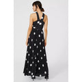 Monochrome - Back - Principles Womens-Ladies Spotted Pleated Maxi Dress