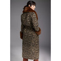Camel - Back - Principles Womens-Ladies Animal Print Faux Fur Longline Coat