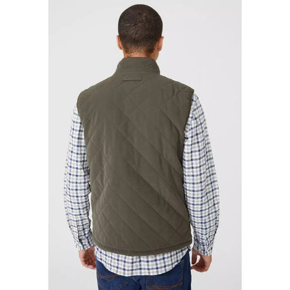Khaki - Back - Maine Mens Diamond Quilted Gilet