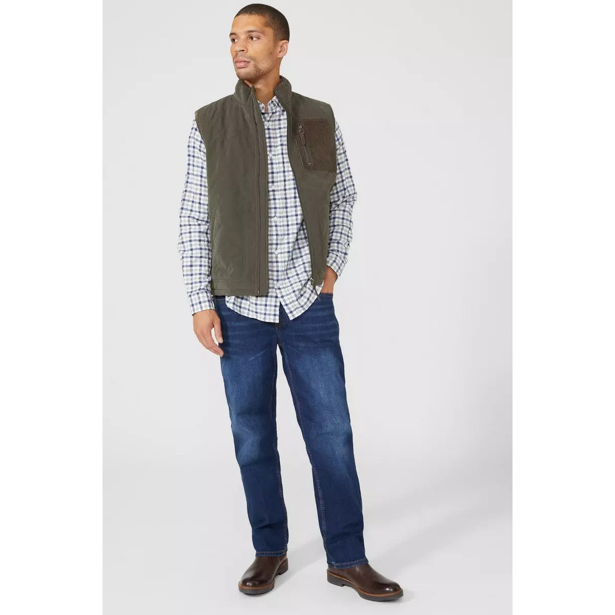 Khaki - Lifestyle - Maine Mens Diamond Quilted Gilet