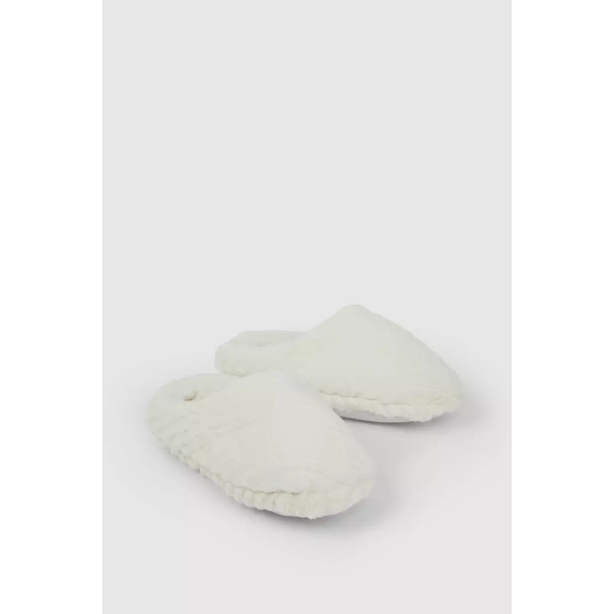 White - Lifestyle - Debenhams Womens-Ladies Chevron Fluffy Slippers