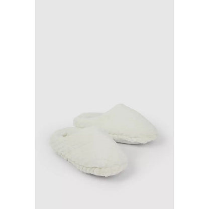 White - Lifestyle - Debenhams Womens-Ladies Chevron Fluffy Slippers