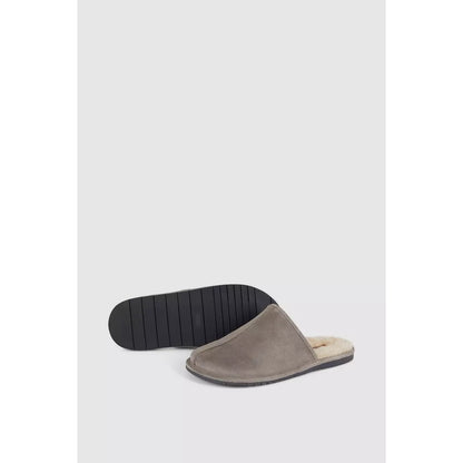 Grey - Back - Debenhams Mens Suede Slippers