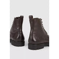 Dark Brown - Back - Mantaray Mens Arlo Pebble Grain Leather Ankle Boots