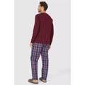 Wine - Back - Debenhams Mens Checked Grandad Collar Long Pyjama Set
