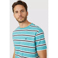 Teal - Side - Mantaray Mens Double Stripe T-Shirt