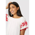 Off White - Side - Mantaray Womens-Ladies Embroidered Scoop Neck Smock Dress