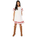 Off White - Front - Mantaray Womens-Ladies Embroidered Scoop Neck Smock Dress