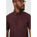 Burgundy - Side - Maine Mens Arrow Oxford Short-Sleeved Shirt