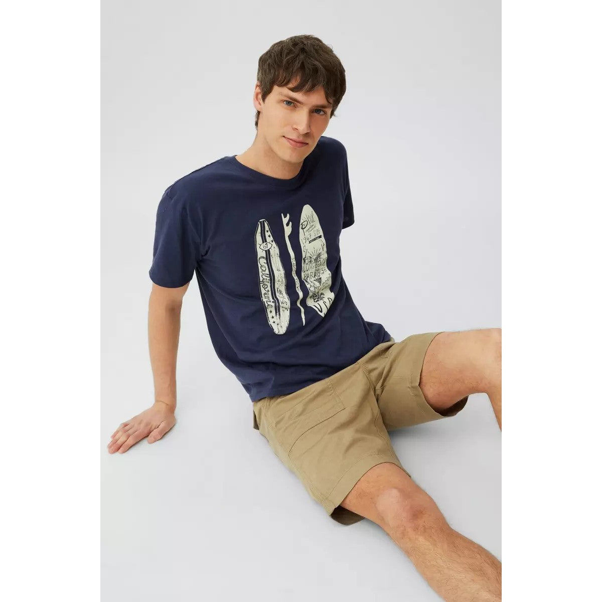 Natural - Lifestyle - Mantaray Mens Slub Textured Cargo Shorts