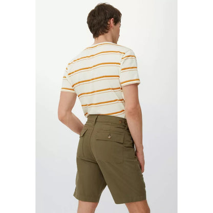 Khaki - Back - Mantaray Mens Slub Textured Cargo Shorts