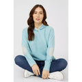 Grey-Blue - Lifestyle - Mantaray Womens-Ladies Hooded Contrast Sleeves Jumper