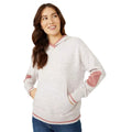 Pink-White - Front - Mantaray Womens-Ladies Hooded Contrast Sleeves Jumper