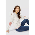 Pink-White - Lifestyle - Mantaray Womens-Ladies Hooded Contrast Sleeves Jumper