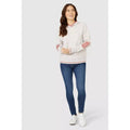 Pink-White - Pack Shot - Mantaray Womens-Ladies Hooded Contrast Sleeves Jumper