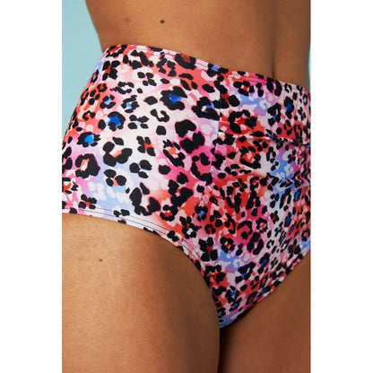 Multicoloured - Side - Gorgeous Womens-Ladies Animal Print High Waist Bikini Bottoms